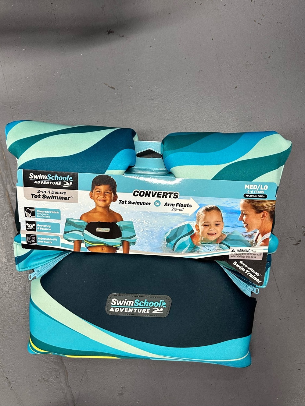 Swim School Adventure 2in1 Deluxe Tot Swimmer To Arm Floats (Zip-off) 4-6yrs Old